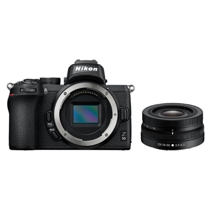 Nikon fotocamera mirrorless nikon z50 + 16-50mm menu italiano