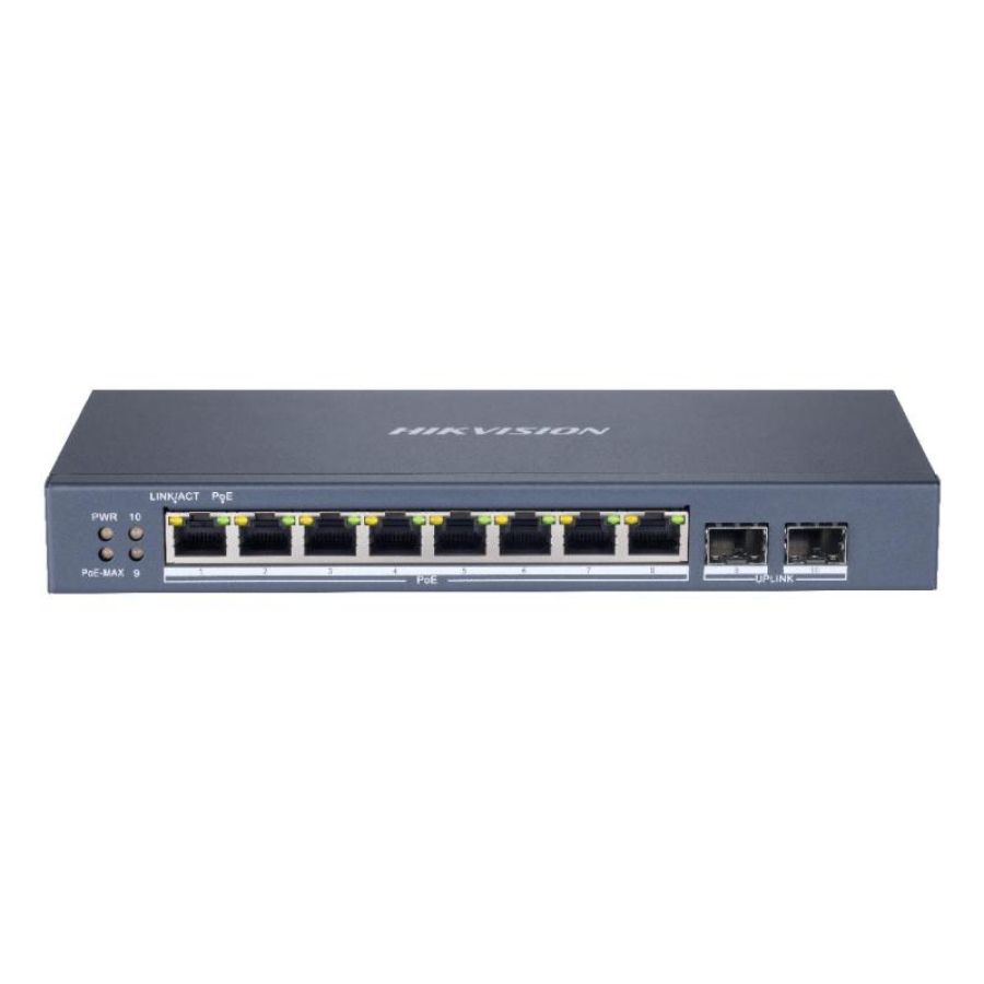 Switch 10p lan gigabit poe hikvision ds-3e1510p-si 8p poe-2p sfp -poe 110w - l2 smart managed fino:30/04