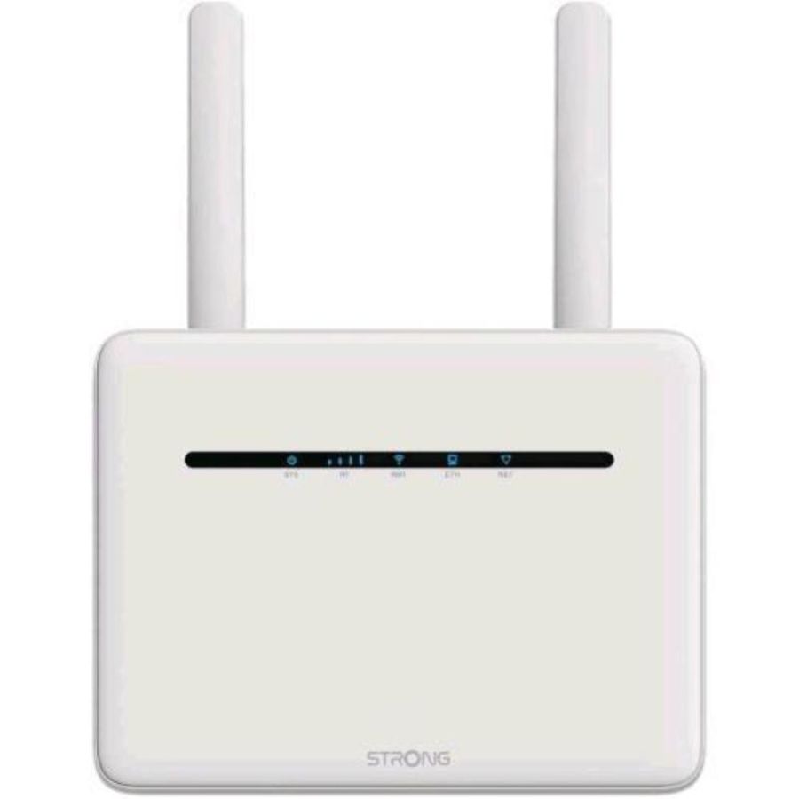 Strong router 4g+ lte 4 x lan 1200 mbps wifi 6 2 adattatori per schede sim 2 antenne bianco