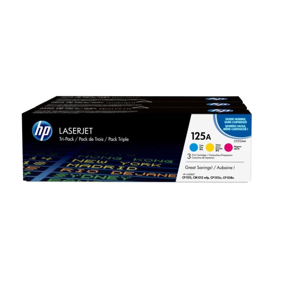 Hp confezione da 3 cartucce originali di toner ciano/magenta/giallo laserjet 125a