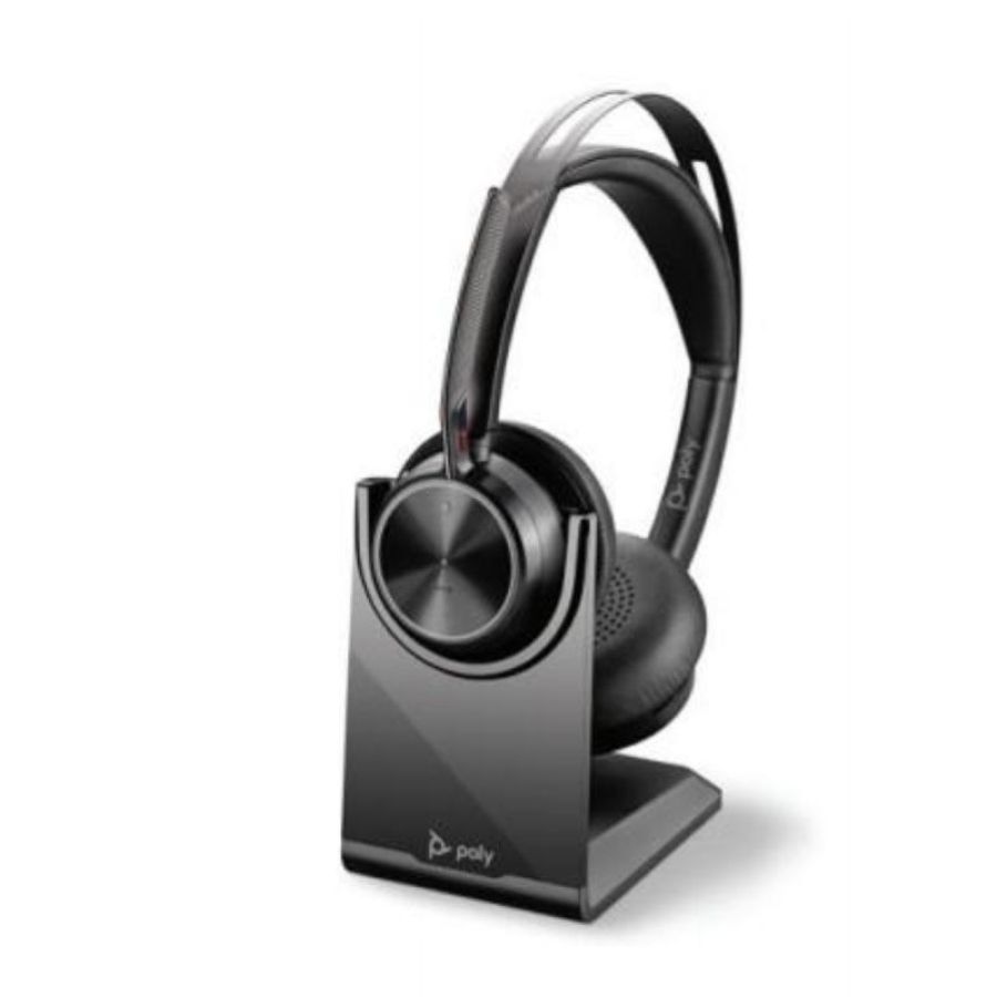 Poly voyager focus 2 uc auricolare con cavo e senza cavo a padiglione ufficio usb tipo a bluetooth base di ricarica nero