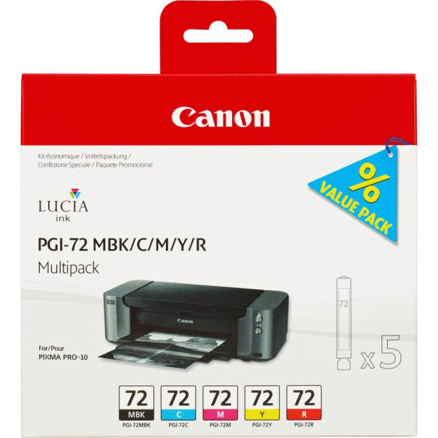 Canon 5 cartucce d\`inchiostro multipack pgi-72 mbk/c/m/y/r