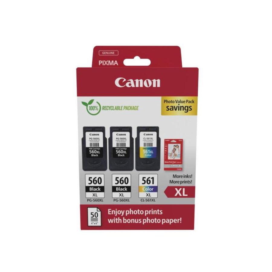Canon 3712c012 cartuccia d\`inchiostro 3 pz originale resa elevata (xl) nero, ciano, magenta, giallo