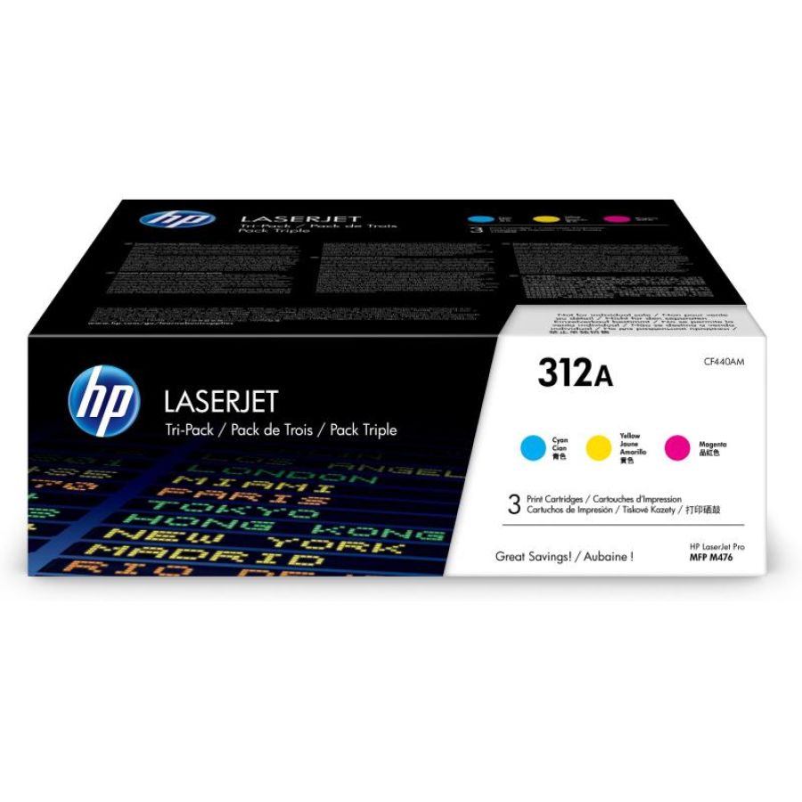 Hp cartuccia toner ciano tri-pack 312a