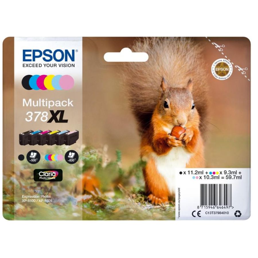 Epson squirrel multipack 6-colours 378xl claria photo hd ink
