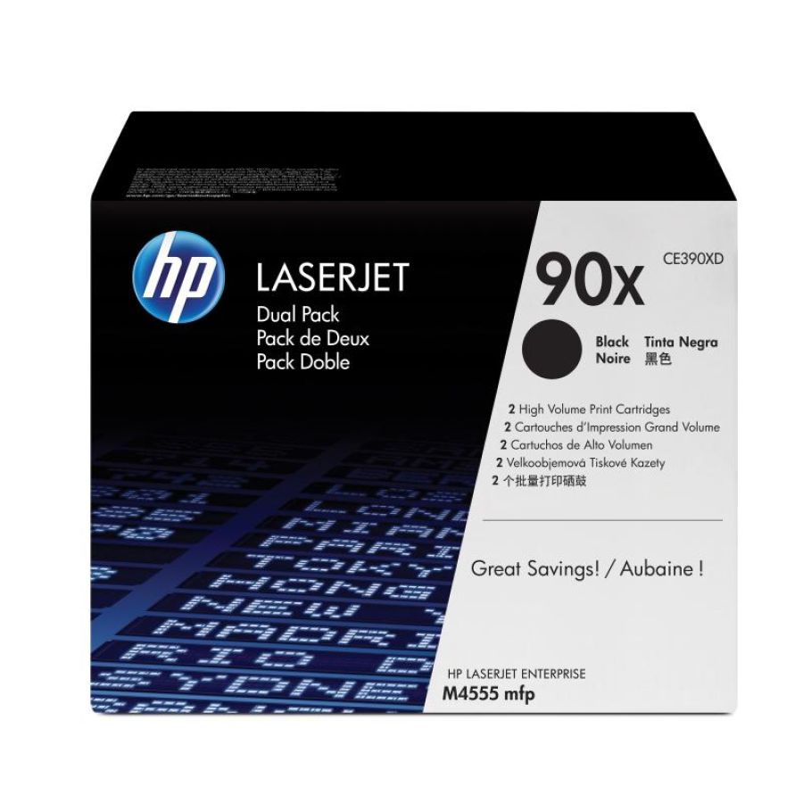 Hp confezione da 2 cartucce originali di toner nero ad alta capacità laserjet 90x