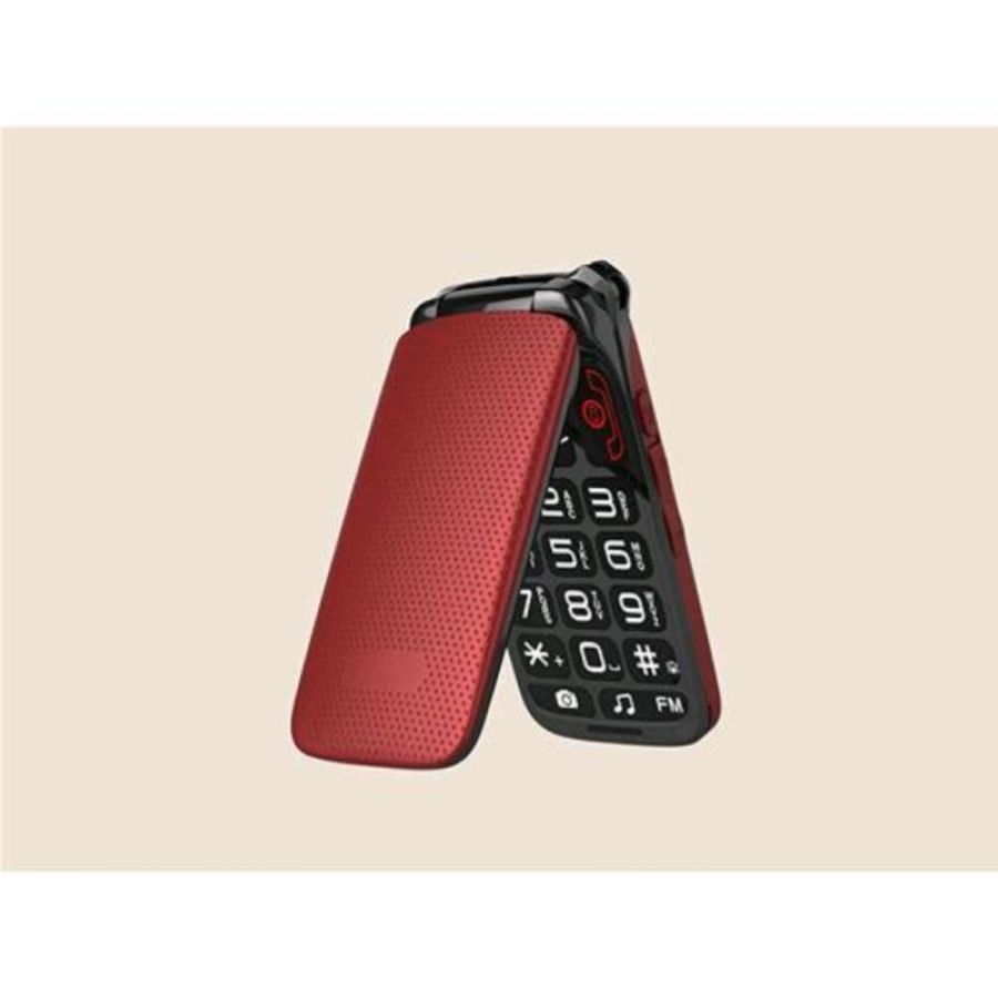Onda f10 lino dual sim senior phone clamshell 2.4 tasti grandi vivavoce tasto sos radio fm italia red