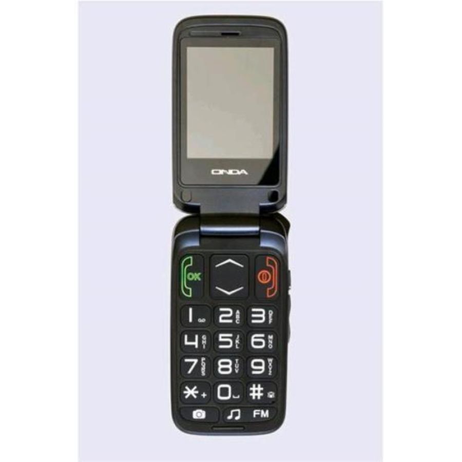 Onda f12 felice+ dual sim senior phone clamshell 2.4 tasti grandi vivavoce tasto sos radio fm italia black