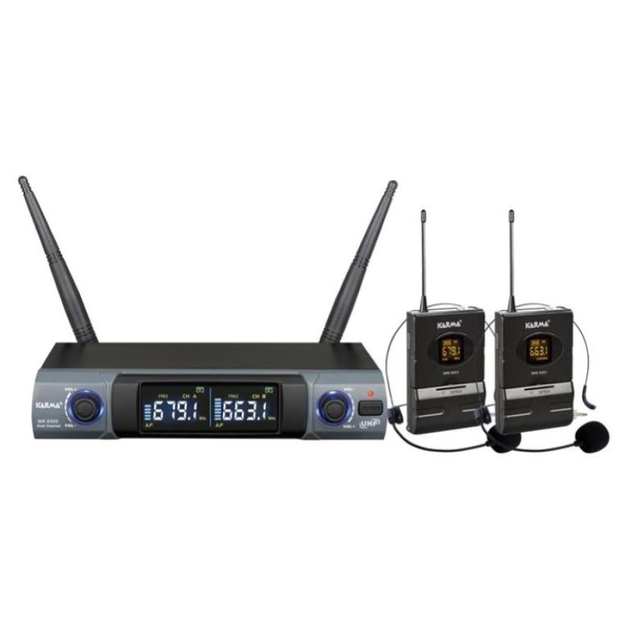 Radiomicrofono doppio uhf ad archetto (set 8302lav)