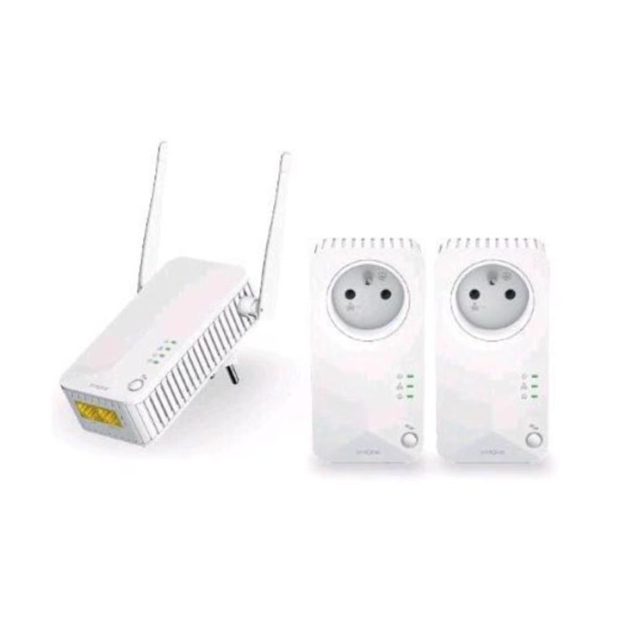 Strong powerline wifi 600 kit triple pack 2 adattatori powerline 660 + un adattatore powerline wifi 600 plug & play 300/600 mbit/s bianco