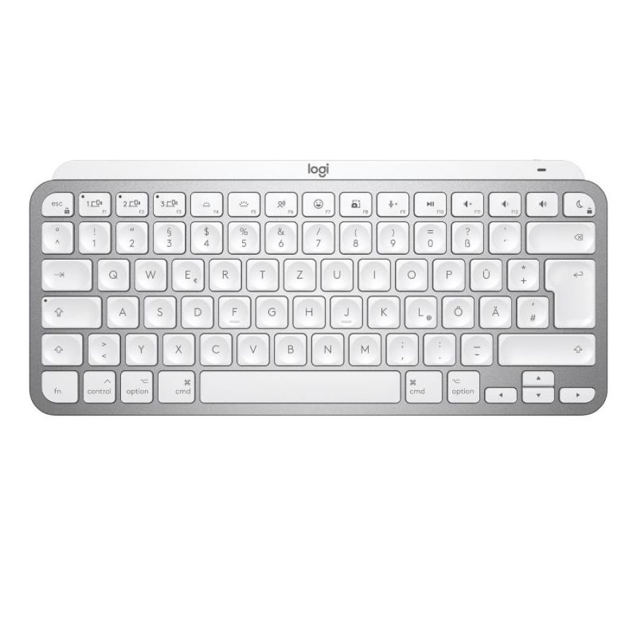 Logitech mx keys mini for mac minimalist wireless illuminated keyboard tastiera ufficio bluetooth qwertz tedesco grigio