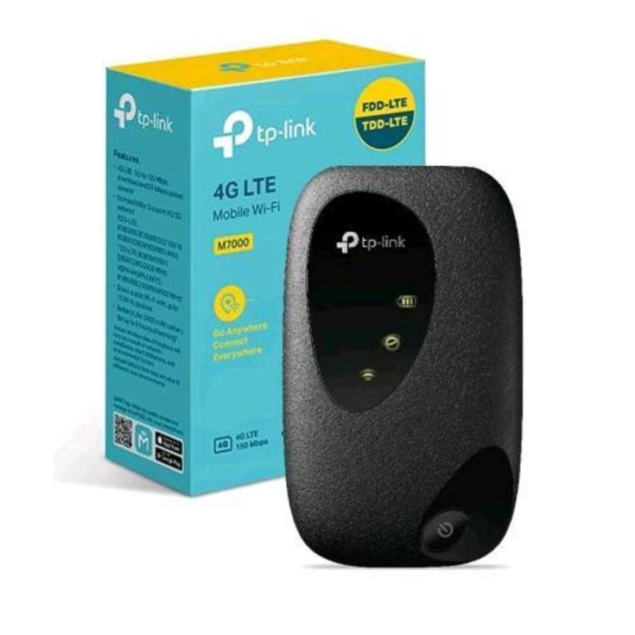 Tp-link m7000 2023 4g lte cat4 modem router portatile wi-fi con sim 150mbps batteria ricaricabile configurazione semplice 2000mah black