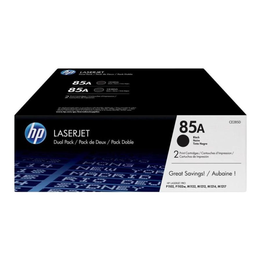 Hp confezione da 2 cartucce originali di toner nero laserjet 85a