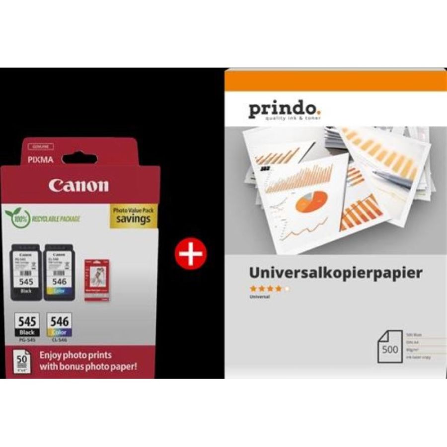 Pg-545xl+cl-546xl mcvp + prindo universal papier 500 blatt