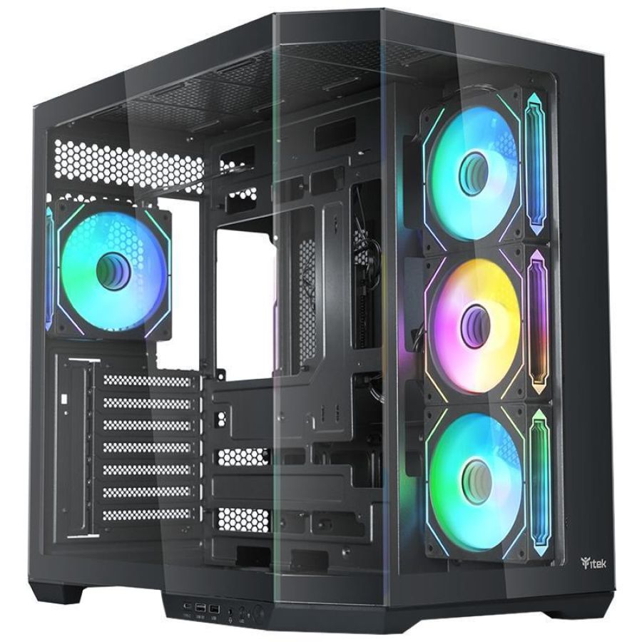 Case gaming dark cave aku - no alimentatore - argb fan - nero (itgcadcakb)
