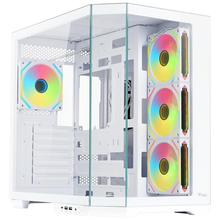 Case gaming dark cave aku - no alimentatore - argb fan - bianco (itgcadcakw)