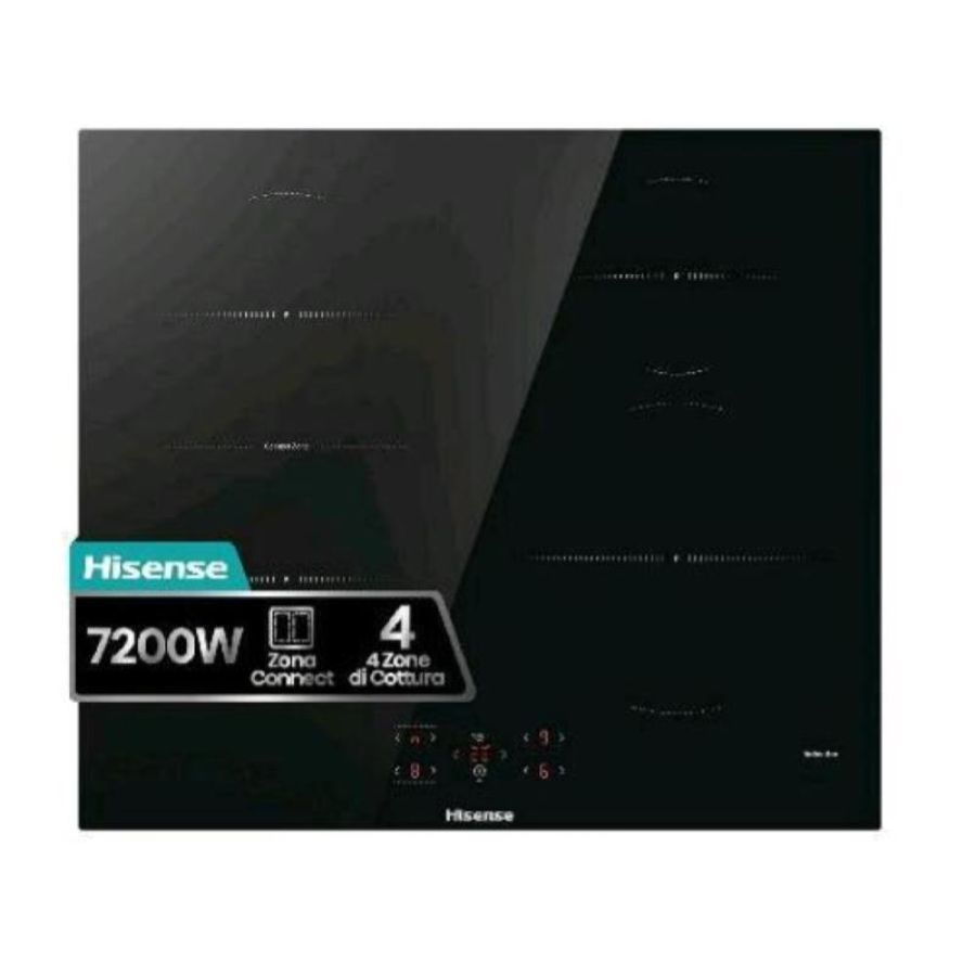 Hisense hi621fm piano a induzione 60cm 4 zone connect zone piano in vetro temperato funzione boost e funzione bridge nero
