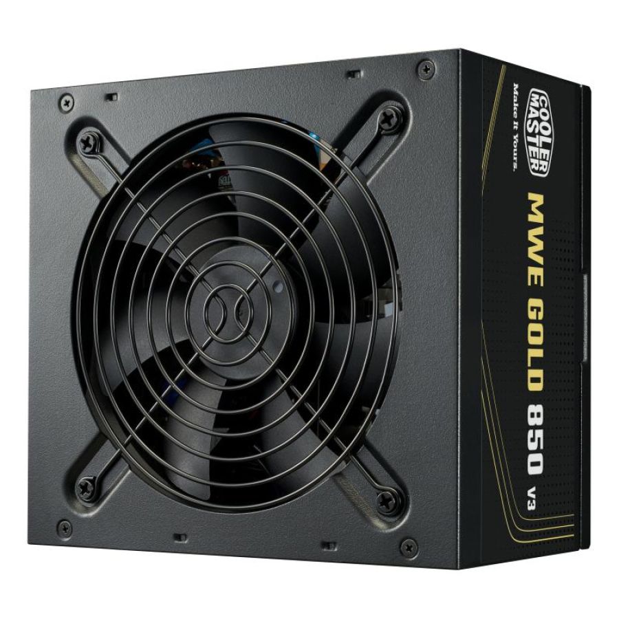 Cooler master alimentatore atx 850w coolermaster mwe gold v3 mpe-8506-acag-beu pfc-attivo 80+ 240vac non modulare fan120mm 140x150x86mm