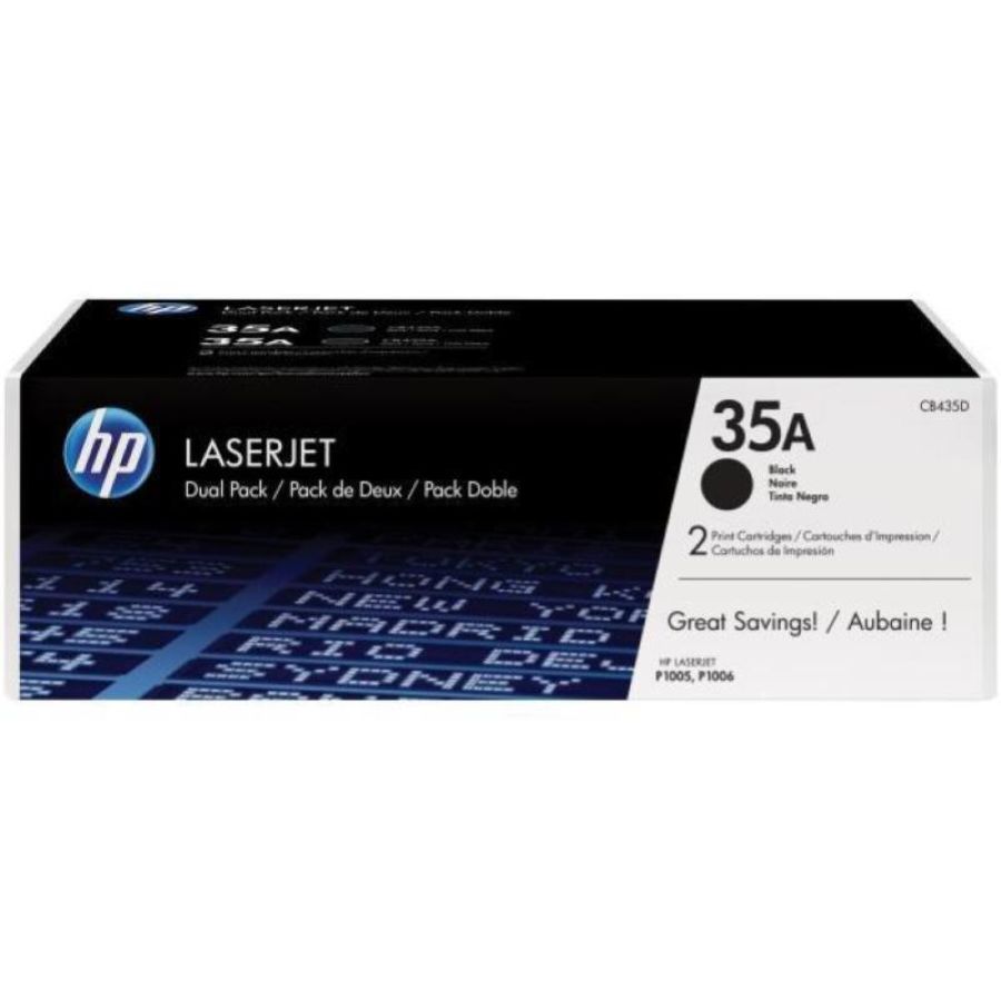 Hp toner nero conf.2 pz cb435a per lj p1005/p1006