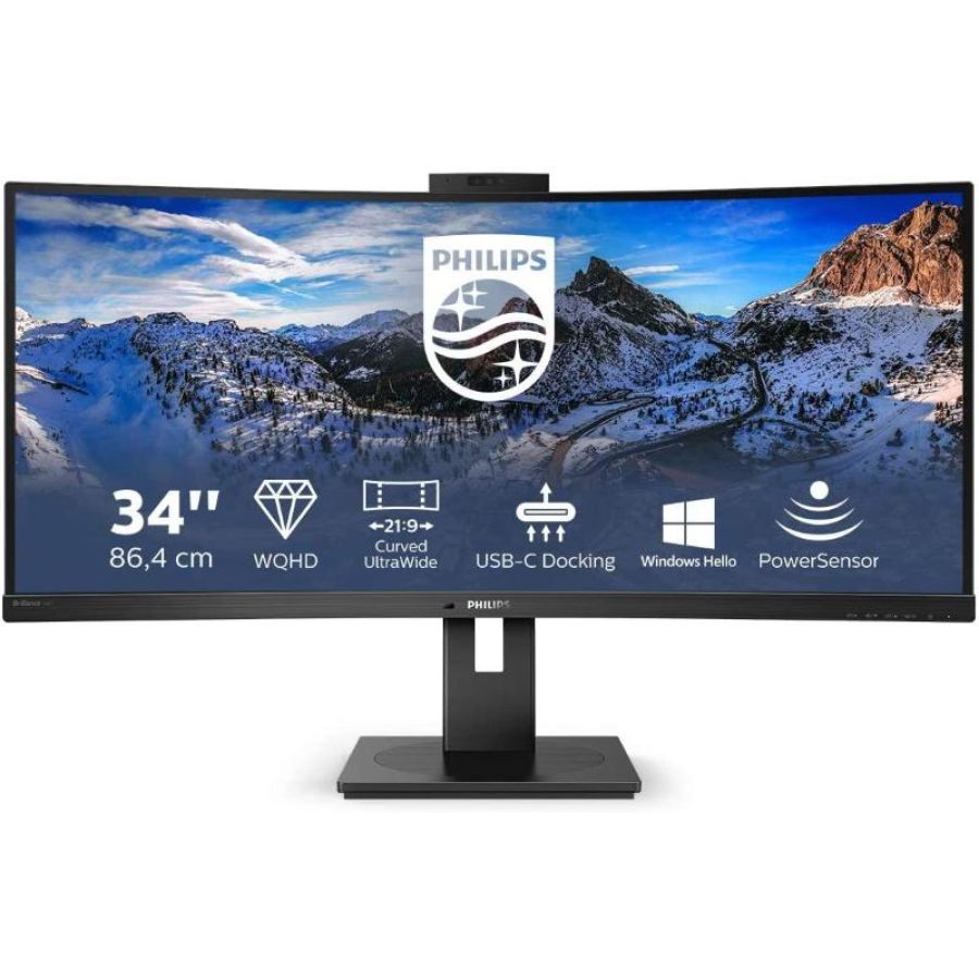 Philips monitor curvo 34 led va 21:9 3440x1440 500 cd/m, dp/hdmi, usb-c, webcam, altezza, multimediale