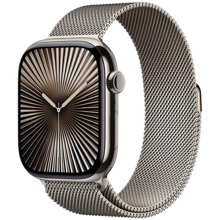 Apple watch series 10 gps + cellular 46mm natural titanium case with natural milanese loop - s/m