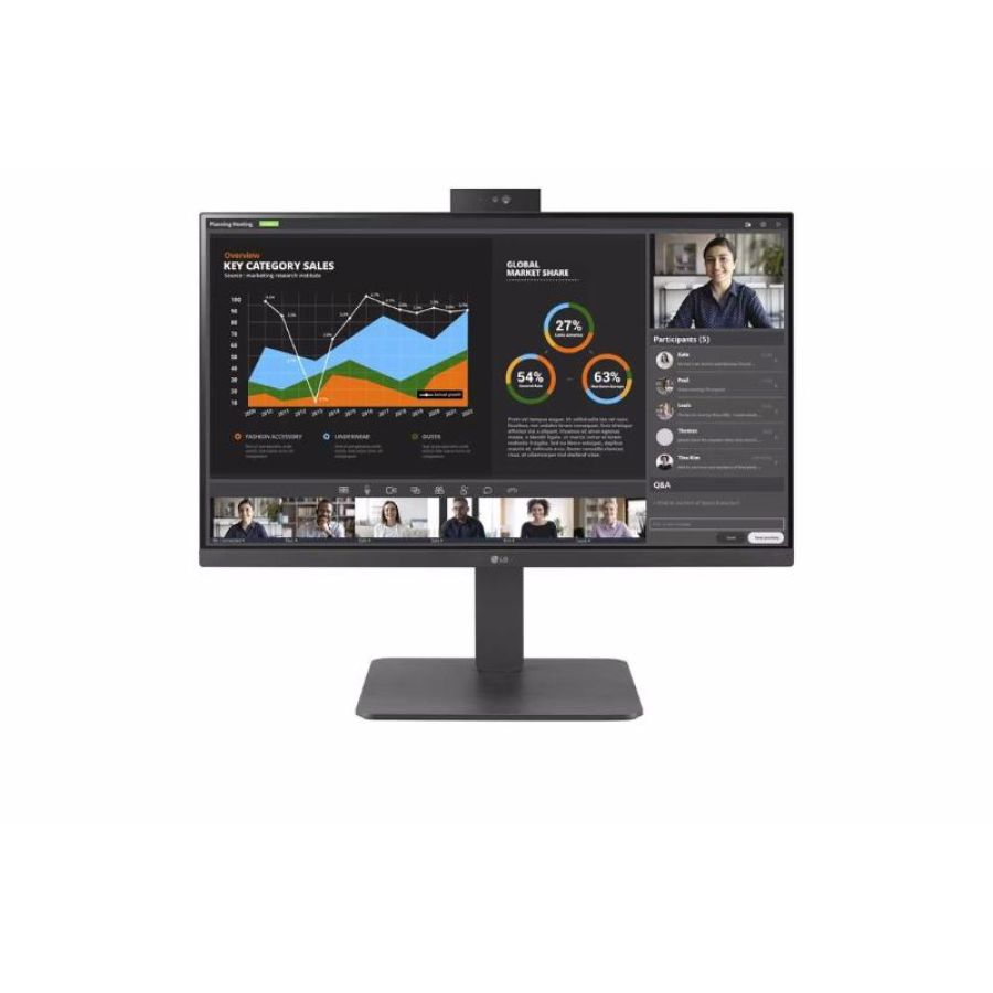 Lg monitor 23,8 led ips 16:9 fhd 5ms 250 cdm, pivot, webcam, usb-c dock, dp/hdmi, multim