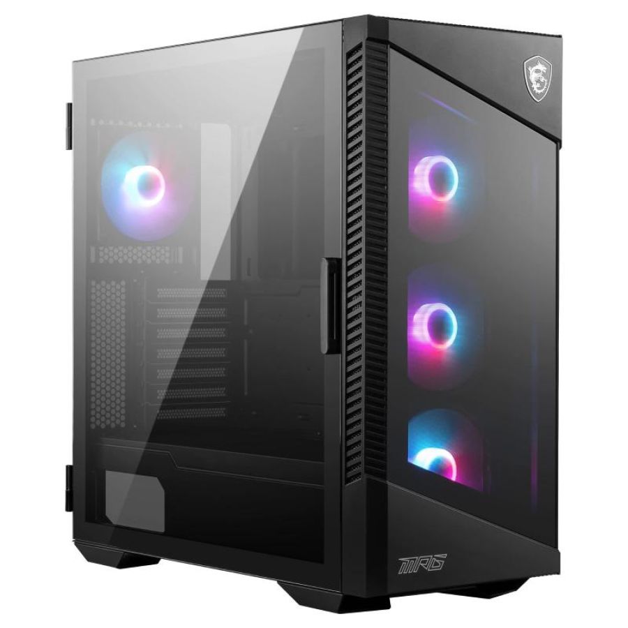 Msi case atx mpg velox 100r mid-tower 1xvetro temperato, 7 slot espansione, 2x3,5/4x2,5, 3x120mm