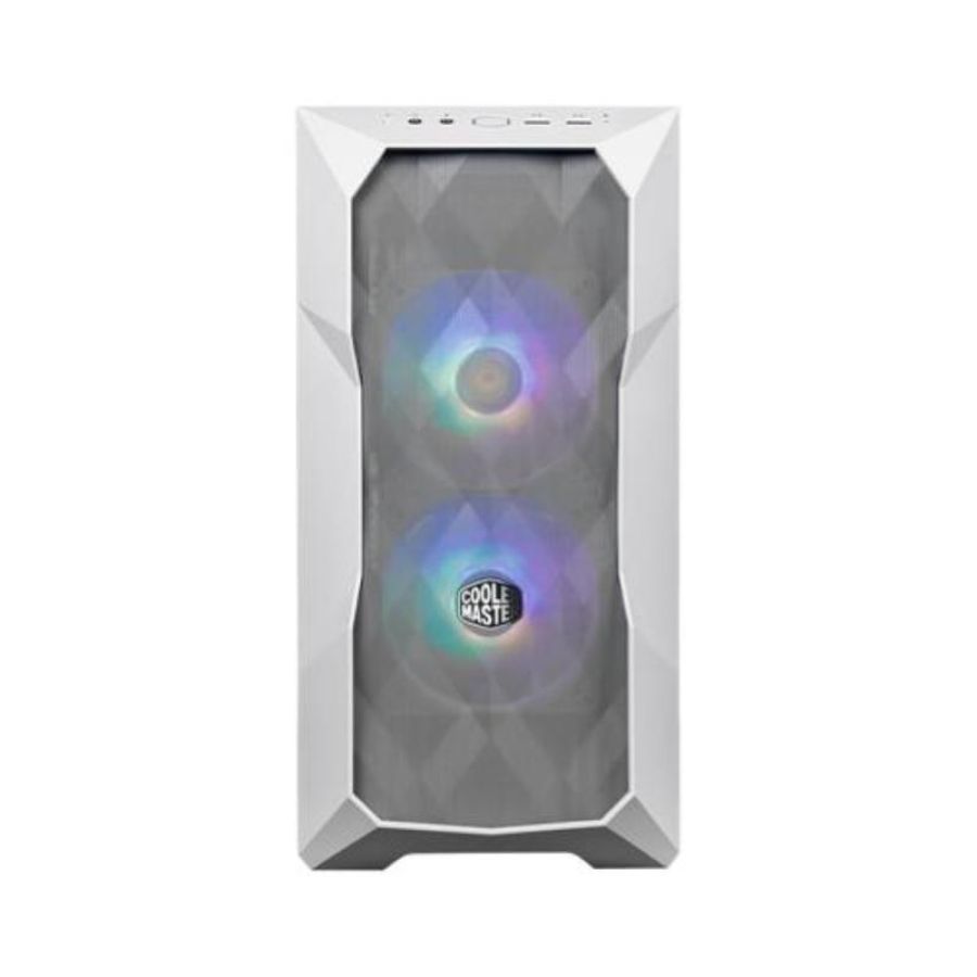 Cooler master case masterbox td300 mesh white argb, side-panel, mid-tower, micro-atx mini-itx