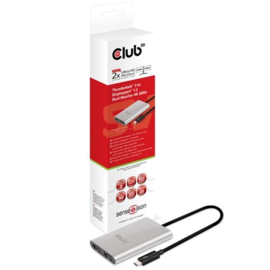 Club3d adattatore type c tb3 to 2x displyport p 4k 60hz