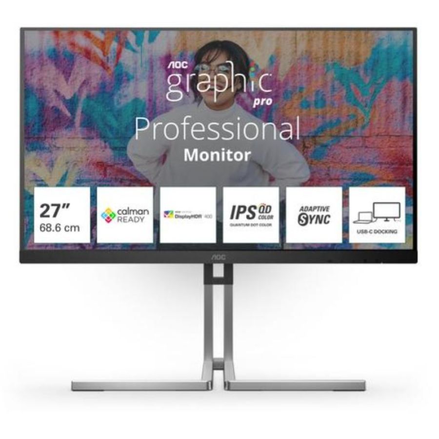 Aoc monitor 27 ips 16:9 4ms 420 cdm, usb-c, pivot, dp/hdmi