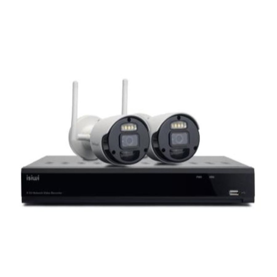 Isiwi kit wireless connect s2 isw-k1n8bf2mp-2 gen1 nvr 8 canali + 2 telecamere ip 1080p 2mpx wireles