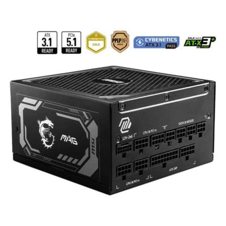 Msi alimentatore mag, eu, 1250w, fully-modular, 80 plus gold, 7a garanzia