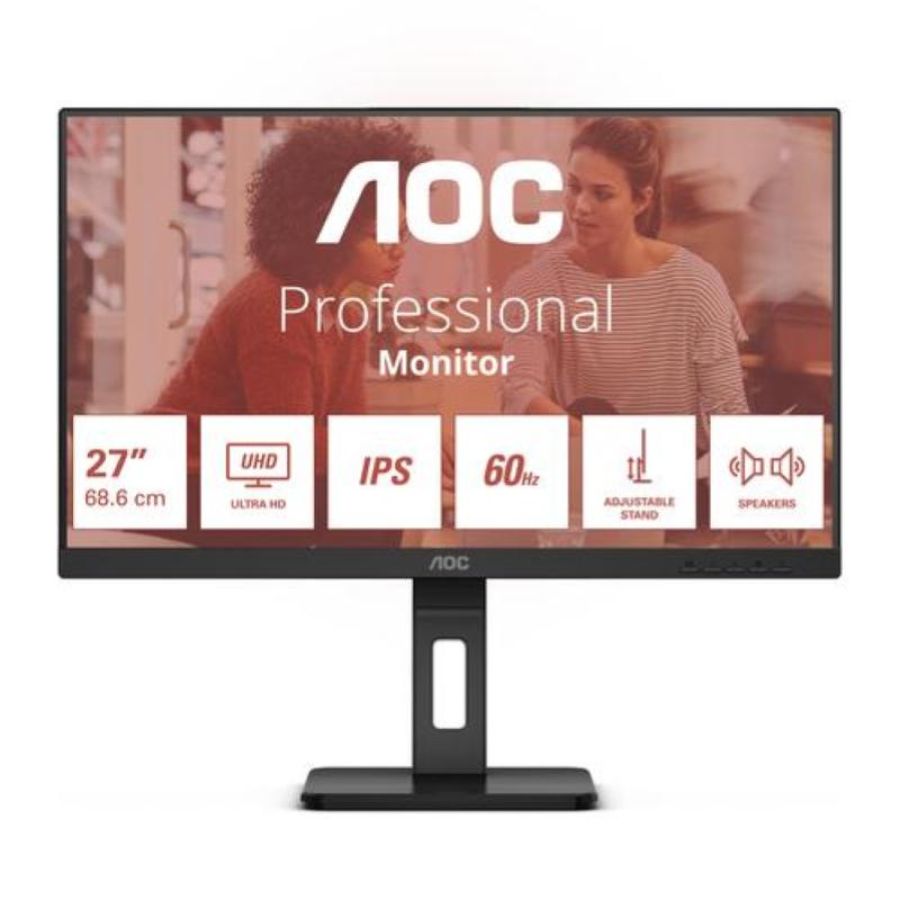 Aoc monitor 27 led ips 4k uhd 16:9 4ms 350 cdm, pivot, dp/hdmi, multimediale