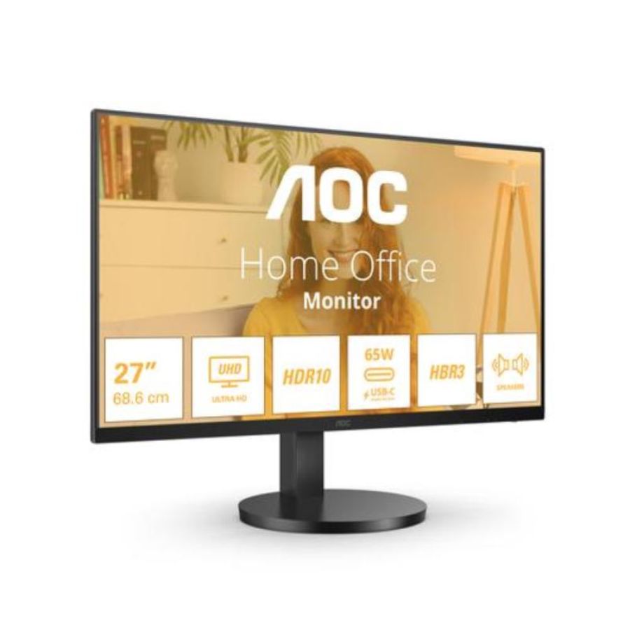 Aoc monitor 27 led ips 4k uhd 16:9 4ms 350 cdm, reg altezza, usb-c dock, hdmi, multimediale