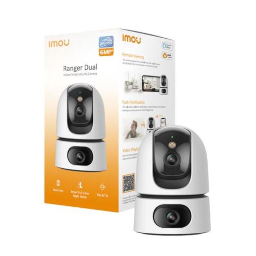 Imou ranger dual 10mp telecamera indoor doppia ottica motorizzata, ai imou senset, sirena e faretto