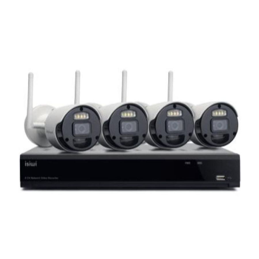 Isiwi kit wireless connect s4 isw-k1n8bf2mp-4 gen1 nvr 8 canali + 4 telecamere ip 1080p 2mpx wireles