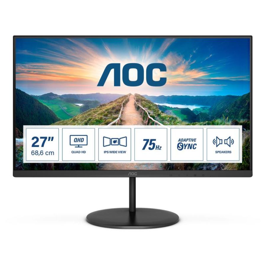 Aoc monitor 27 led ips qhd 16:9 4ms 250 cdm, dp/hdmi, multimediale