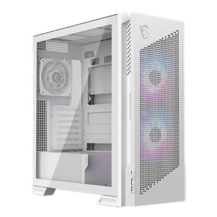 Msi case mid tower bianco, 2 usb, 1 type-c, 2x160mm argb fan, 1x120mm no-argb fan, argb+pwm control