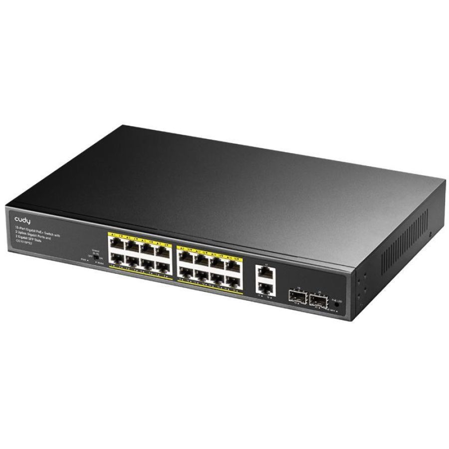 Cudy gs1018ps2 - swicth 16-port gigabit poe+ con 2 uplink gigabit ports e 2 gigabit sfp slots 200w