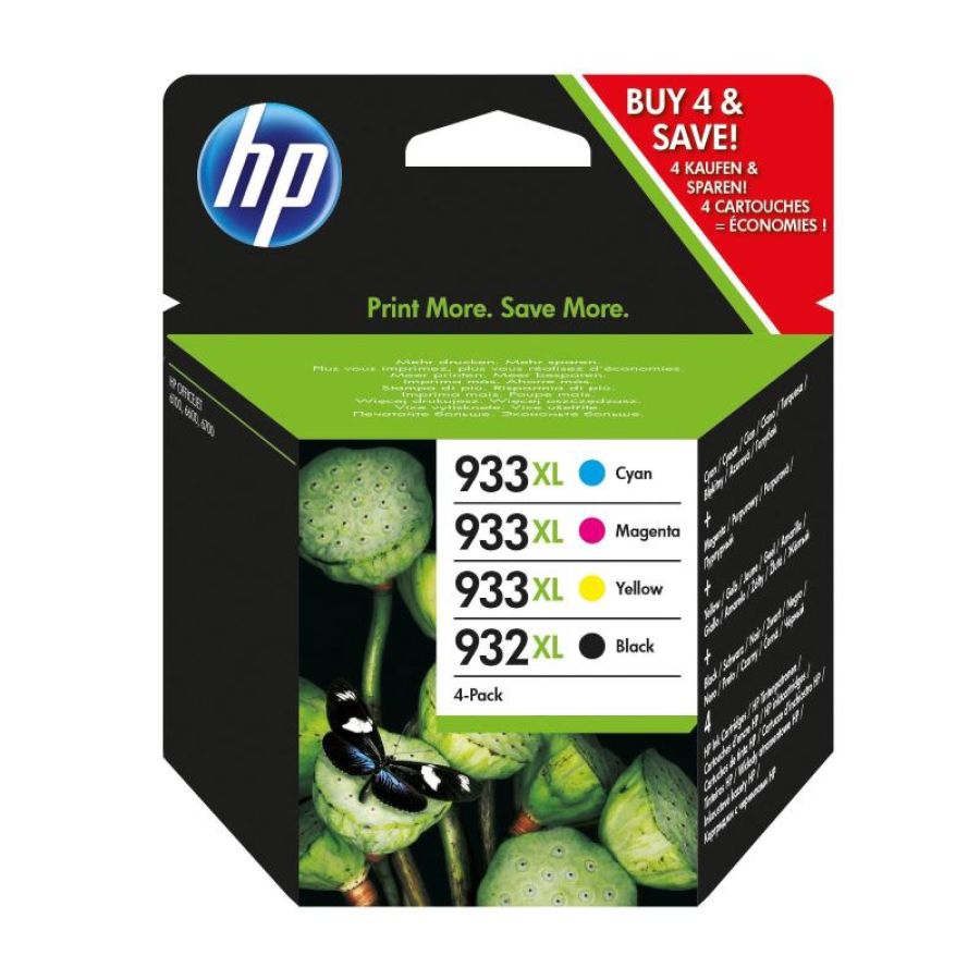 Hp 932xl black/933xl cyan/magenta/yellow 4-pack original ink cartridges cartuccia d\`inchiostro 4 pz originale resa elevata (xl)