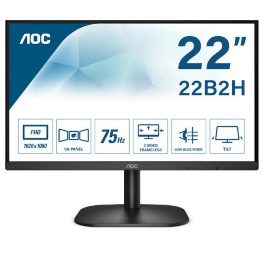 Aoc monitor 21,5 led va 16:9 fhd 4ms 200 cdm, vga/hdmi