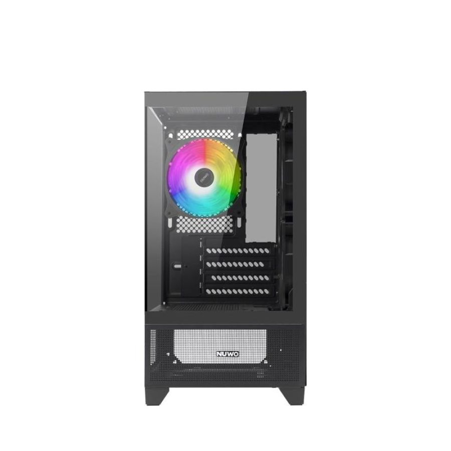 Nuwo case micro-atx clash ck100 nero, 3fan argb front e side glass