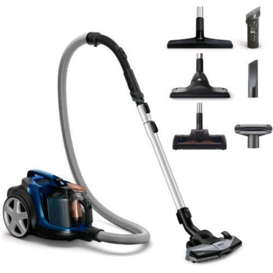Philips powerpro expert fc9745/09 aspirapolvere senza sacco motore da 900w filtro hepa allergy lock triactive+ per pavimenti e tappeti blu