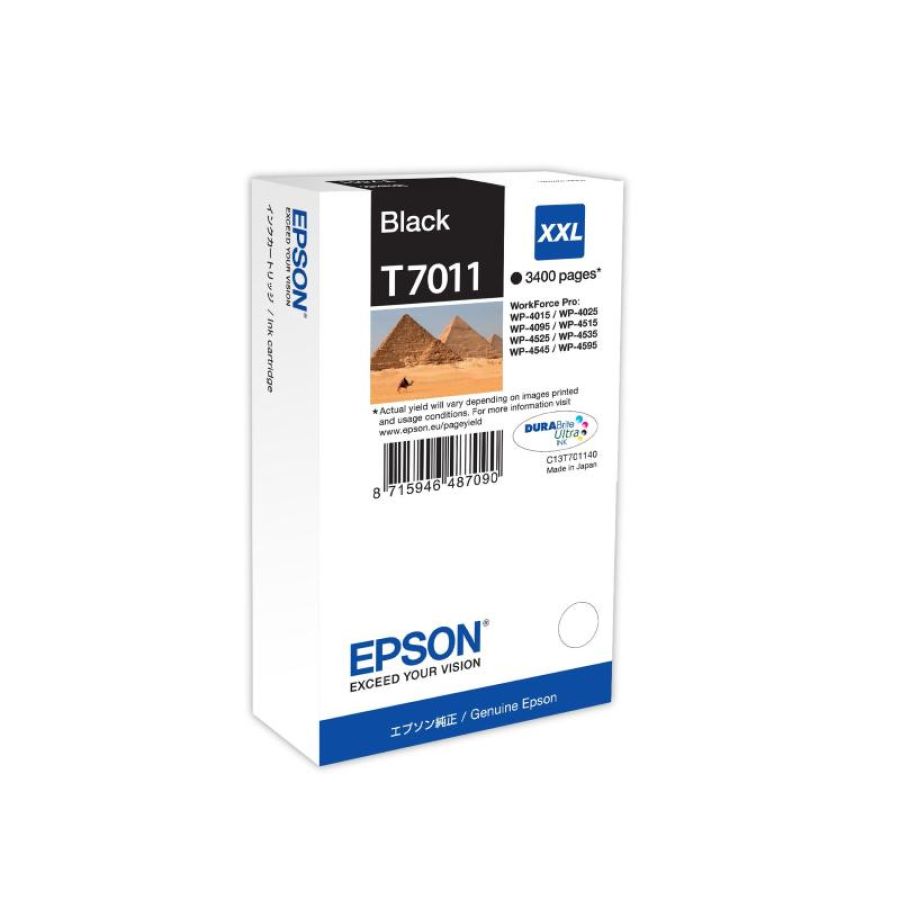 Cartuccia epson t7011 xxl piramidi c13t70114010 nero per workforce pro wp-4015 dn/4095 dn/4515 dn/4525 dnf/4595 dnf/ 4535 dwf