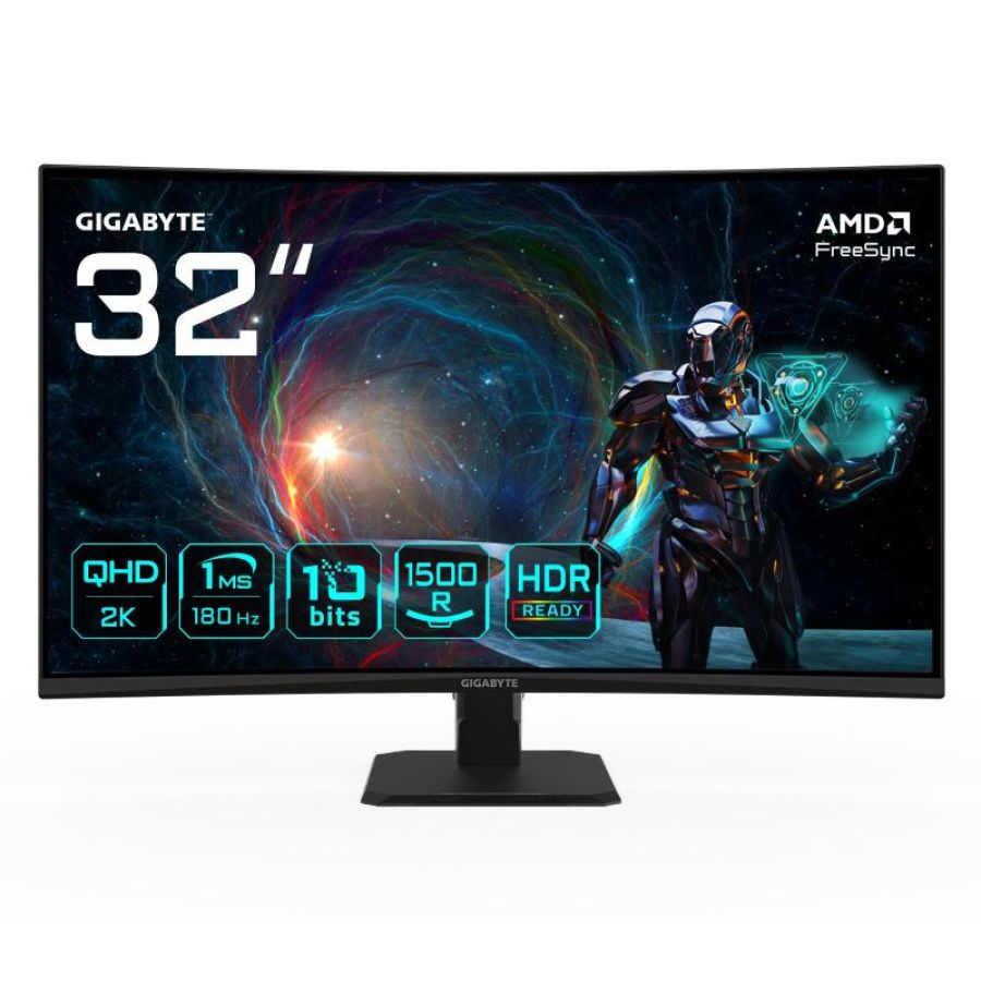 Gigabyte gs32qca monitor gaming curvo 31.5 qhd 180hz 1ms nero