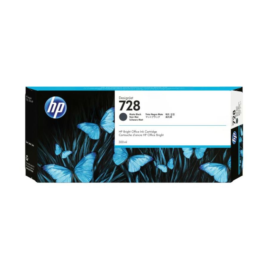 Hp cartuccia inchiostro nero opaco designjet 728, 300 ml