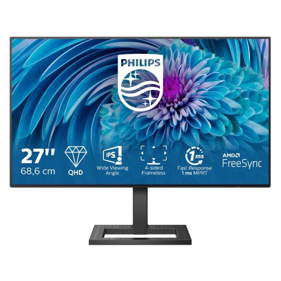 Monitor philips lcd ips led 27 wide 275e2fae/00 1ms mm qhd 1000:1 black 2xhdmi dp vesa fino:31/07