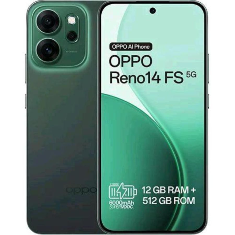 Oppo reno 14fs 5g dual sim 6.57 octa core 512gb ram 12gb 5g tim luminous green