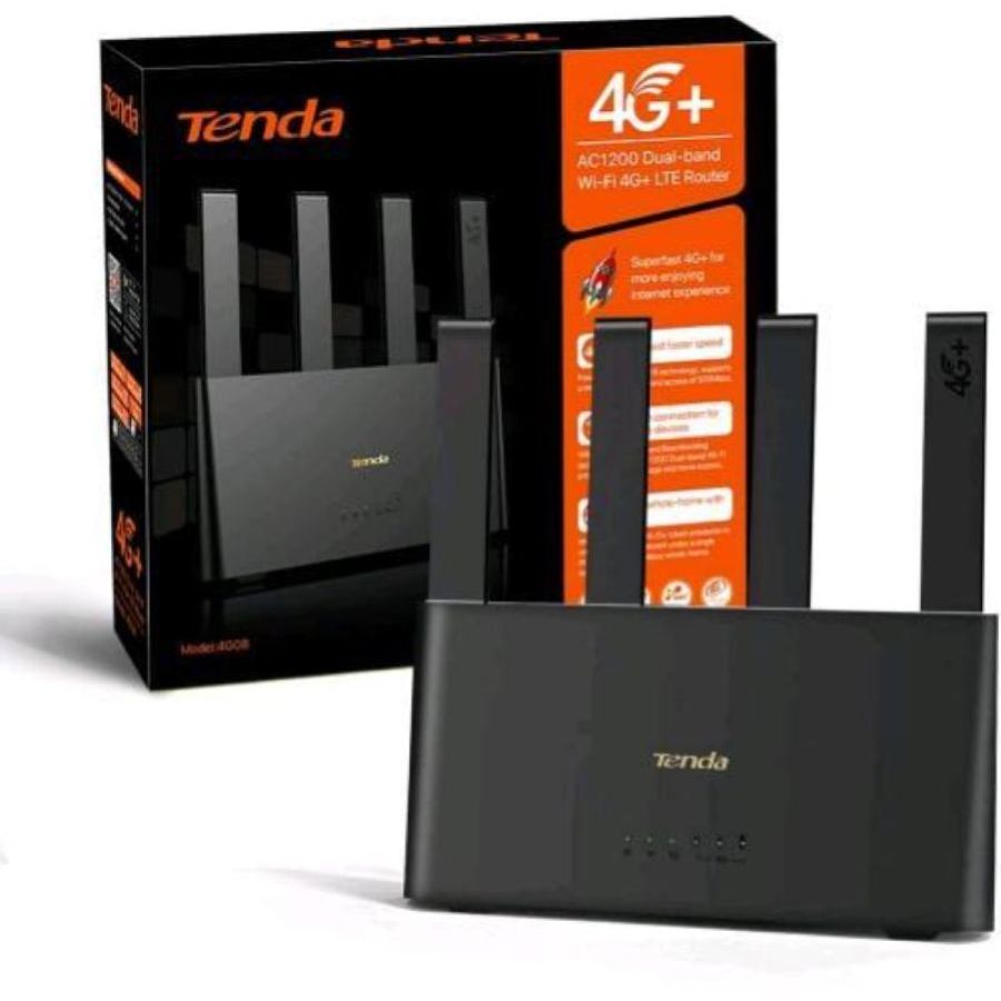 Wireless n router 4g lte tenda 4g08 dual band ac1200 2.4ghz 300mbps/5ghz 867mbps 802.11ngb/ac - 2ant.esterne- 1x2ff slot sim