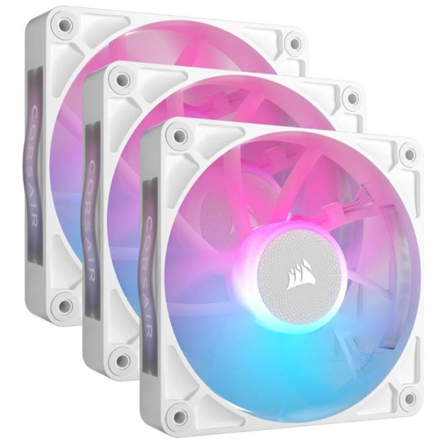 Corsair starter kit tre ventole pwm da 120 mm icue link rx120 rgb, bianco